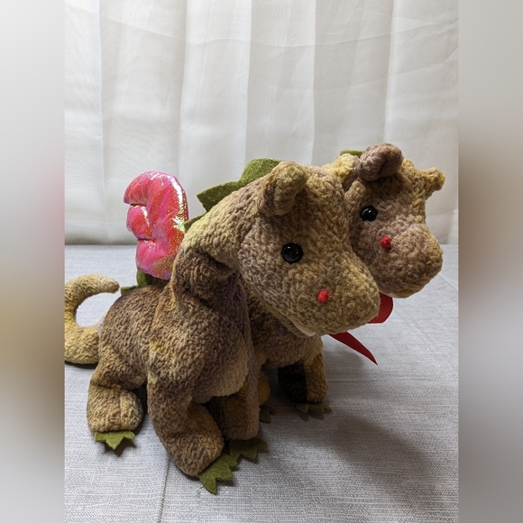 1998 Vintage TY Scorch Green Purple Dragon Plush Toy Beanie Babies Lot Of 2 toys - Picture 16 of 16